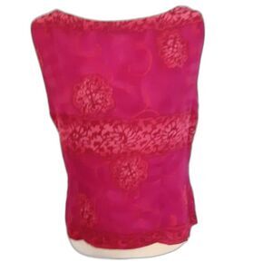 Vintage Worthington hot pink 2 piece dress maxi tropical sz L